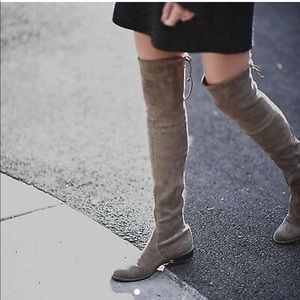 Stuart Weitzman Grey Suede Lowland Over the Knee Boots